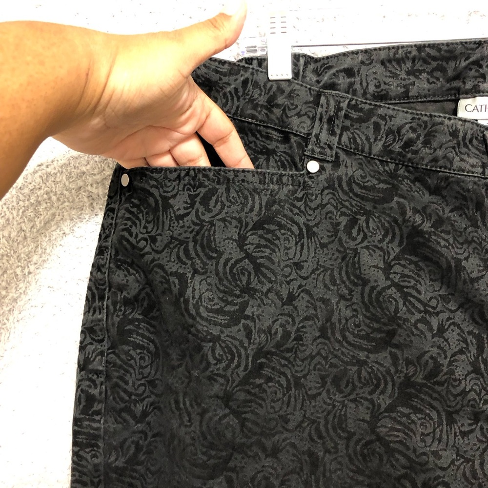 Floral Faux Velvet Pull On Pants‎ Size 22WP Stretch Evening Casual Catherines - Picture 4 of 16